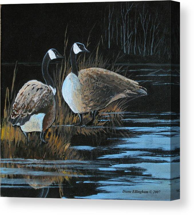Geese Canvas Print featuring the painting Family Way by Diane Ellingham