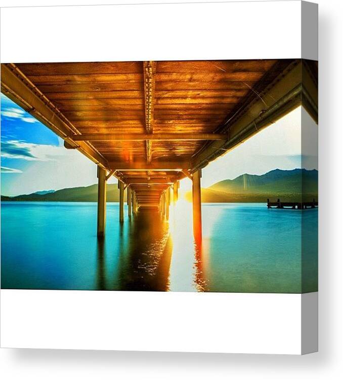 Lake Canvas Print featuring the photograph #feature_photo #bride #morning #sunrise by Tommy Tjahjono