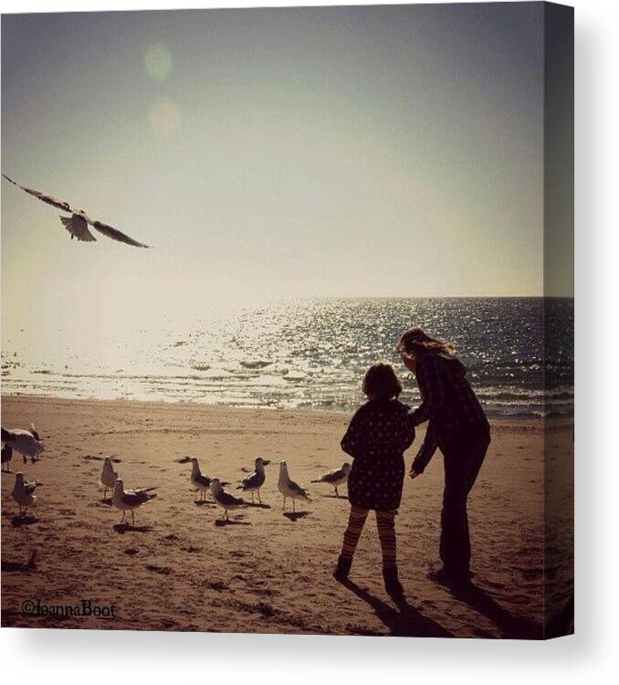 Lake Canvas Print featuring the photograph Feeding Time by Joanna Boot