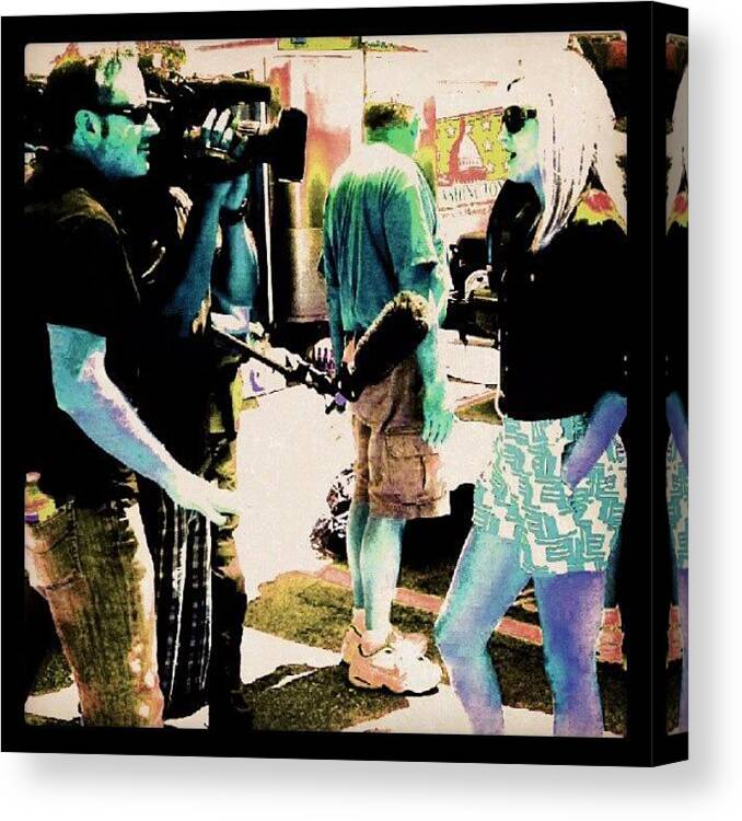 Andrography Canvas Print featuring the photograph Film Crew At The Antique Show #vintage by Marianne Dow