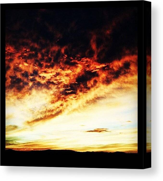 Sunset Canvas Print featuring the photograph Fire in the Night Sky by Tami Carlson