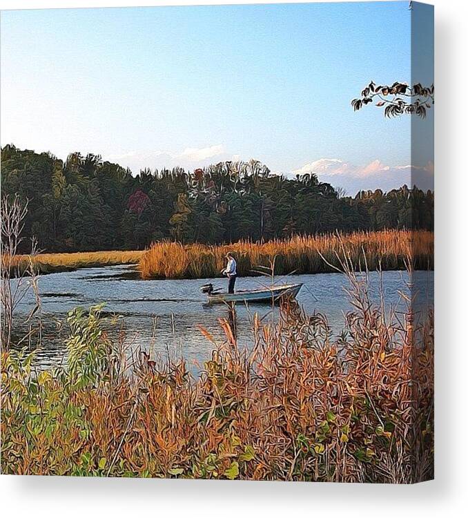 River Canvas Print featuring the photograph Fishing In The Fall by Pop Photos