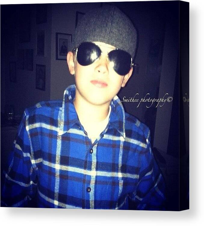 Cute Canvas Print featuring the photograph #flashback #son #cute #sunglasses by S Smithee