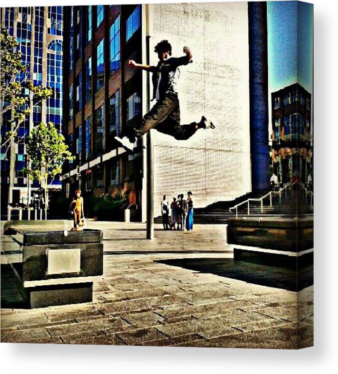 Love Canvas Print featuring the photograph Flying #parkour #stride #freerunning by Taha Aitabi