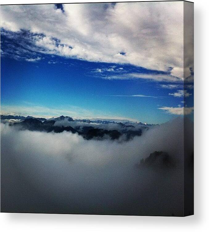 Alps Canvas Print featuring the photograph #fog #cloud #clouds #bavaria #alps by Charlotte Ashu