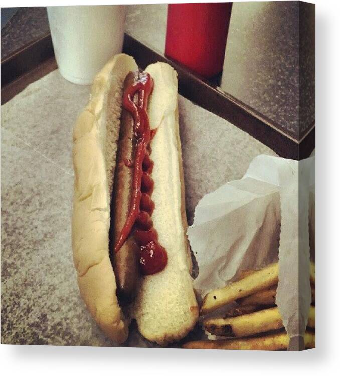 Grub Canvas Print featuring the photograph #food #american #footlong #hotdog by Sean Baxter