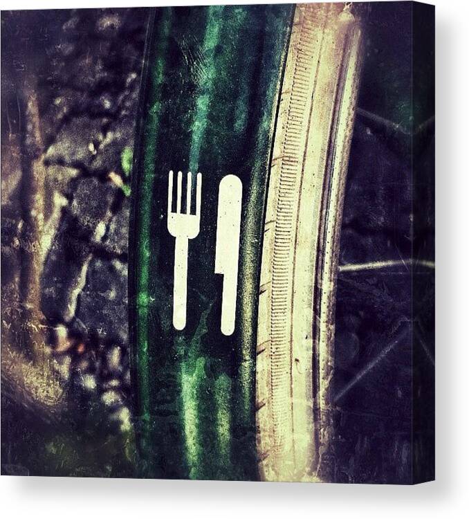 Fork Canvas Print featuring the photograph #food #fork #knife #street #art #cool by Sascha Buchholz