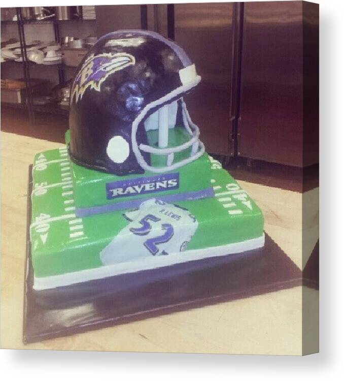 Footballcake Canvas Print featuring the photograph #footballcake #cake #ravens #raylewis by James Gentry