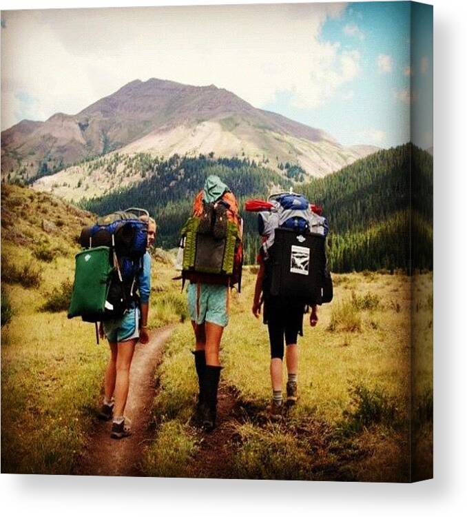 Backpacking Canvas Print featuring the photograph For We Walk By Faith, Not By Sight. 2 by Victoria Haas