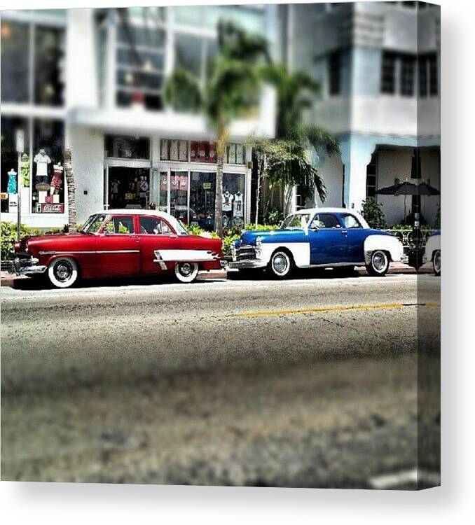 Beautiful Canvas Print featuring the photograph Found These #cool #cars Walking Down by Travis Albert