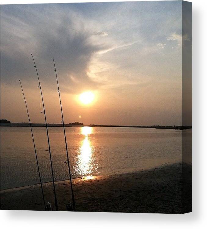 Sunset Canvas Print featuring the photograph Fripp Fishing by Michael Story