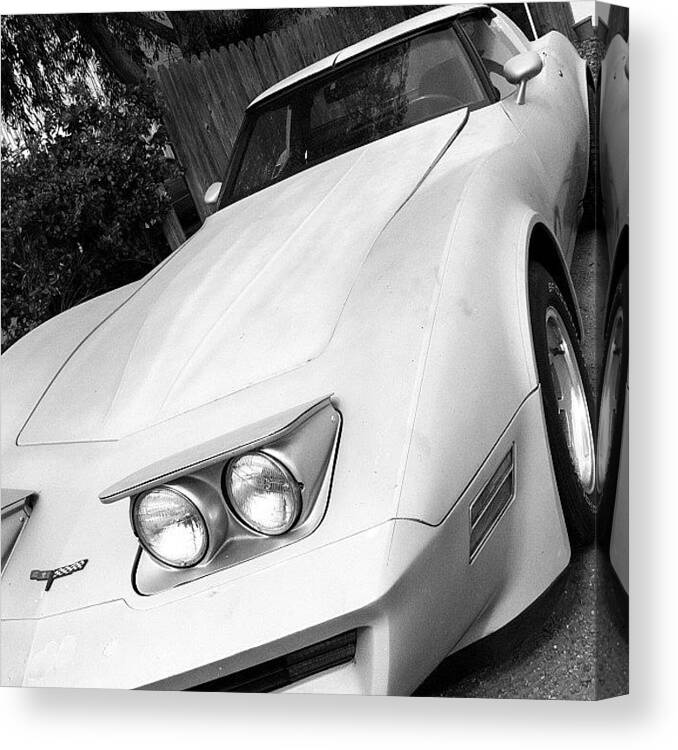Sportscar Canvas Print featuring the photograph From My Hood #corvette #car #hotrod by Veronica Rains