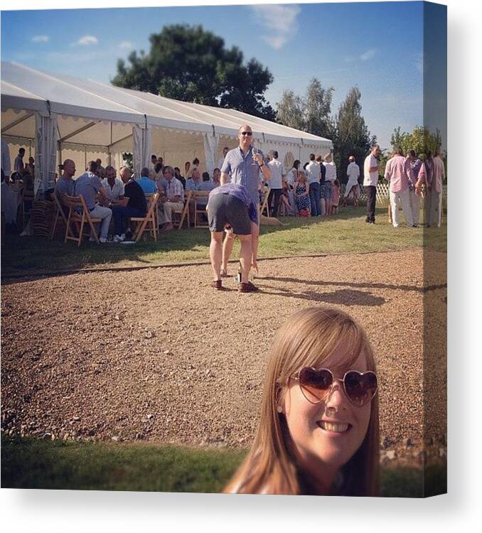 Sister Canvas Print featuring the photograph #garden #party #sister #sun #marquee by Charlie Smith