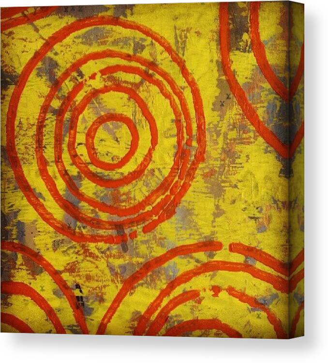 Circles Canvas Print featuring the photograph Geometric Abstract Painting - #art by Troy Thomas