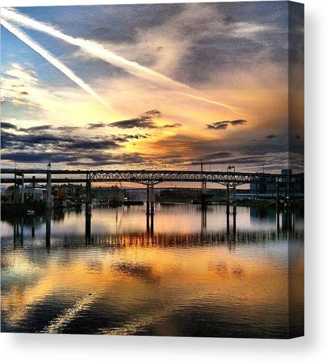 Bridge Canvas Print featuring the photograph #good #morning #marquam #bridge by Andy Ehlen