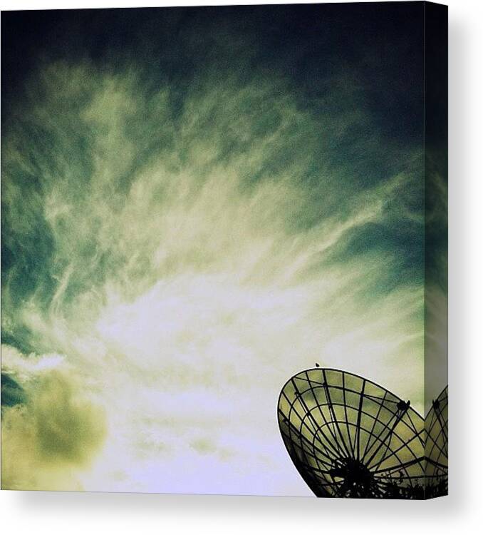 Blue Canvas Print featuring the photograph Good Night! #satellite #silhouette by Gabriel Kang