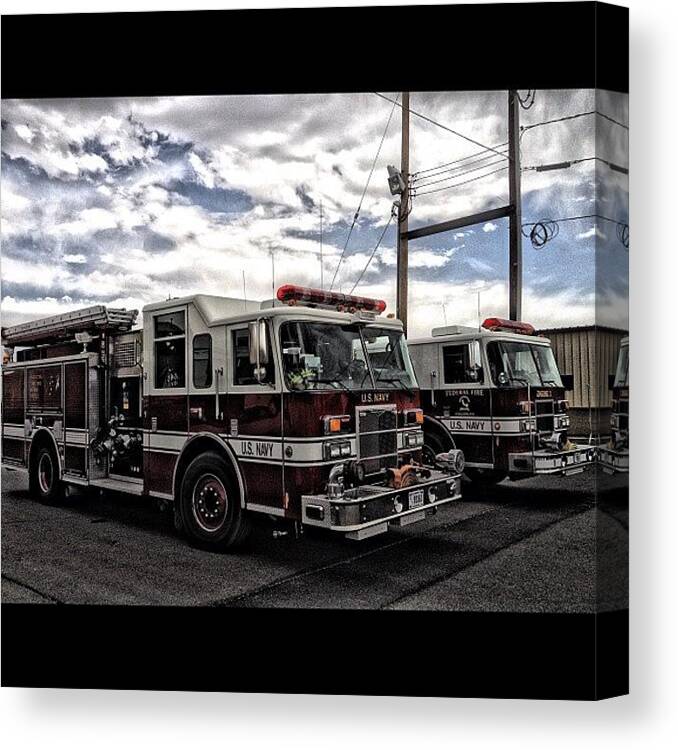 Engine Canvas Print featuring the photograph #goodtimes #rescue #iaff #firefighter by James Crawshaw