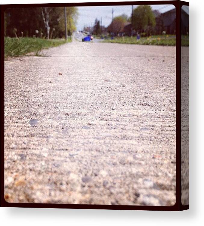  Canvas Print featuring the photograph Got Bored Waiting For The Bus by Caelan Mulvaney