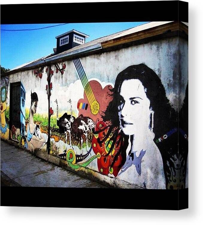 Art Canvas Print featuring the photograph #graffiti #wall #mural #art #city #girl by Alon Ben Levy
