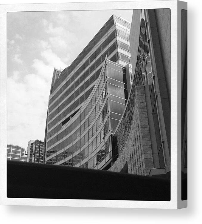 Hunt Building Canvas Print featuring the photograph Grey Steel by Michael Ramos