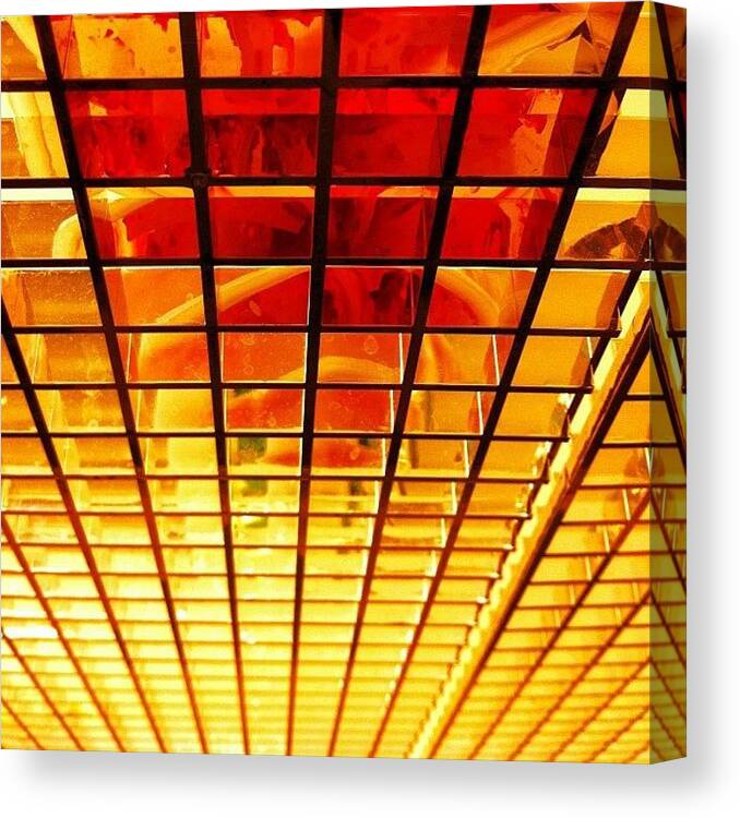 Light Canvas Print featuring the photograph #grid #ceiling #light by Aubrey Erickson
