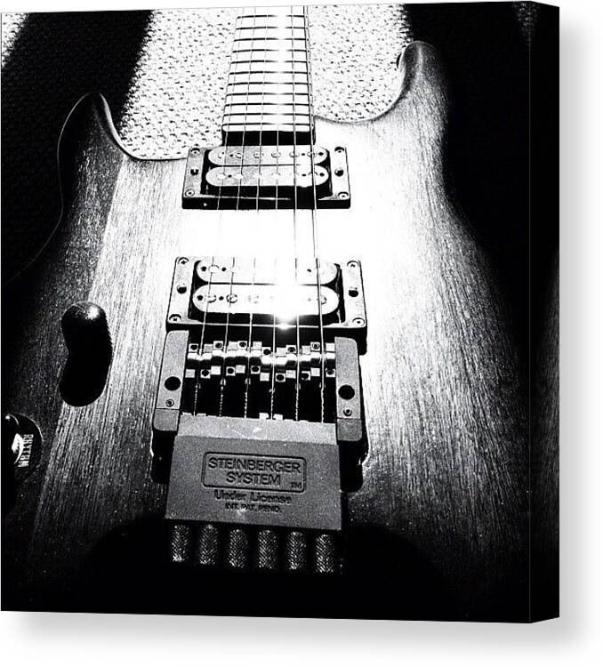 Beautiful Canvas Print featuring the photograph #guitar #picoftheday #steinberger #bw by Max Guzzo