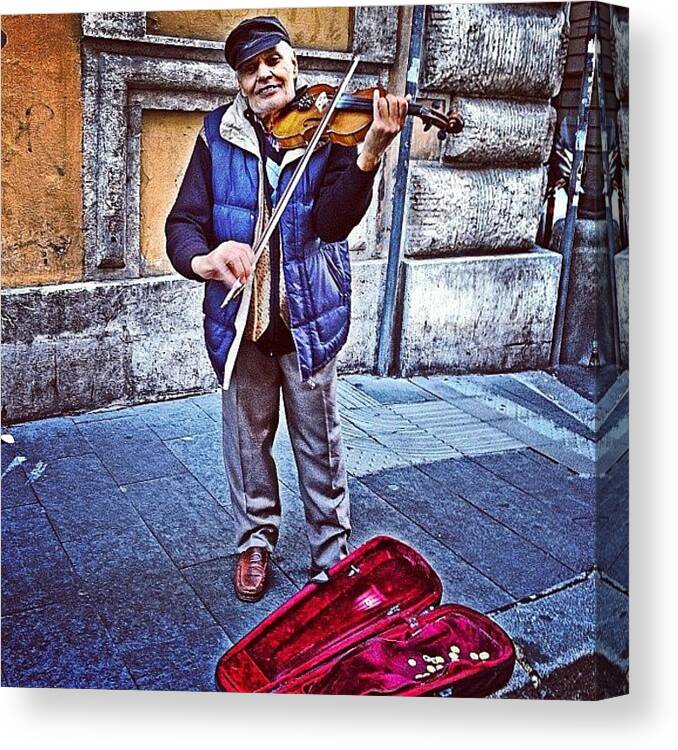 Europe Canvas Print featuring the photograph Gypsy Violin #travel #violin #gypsy by Emily Hames