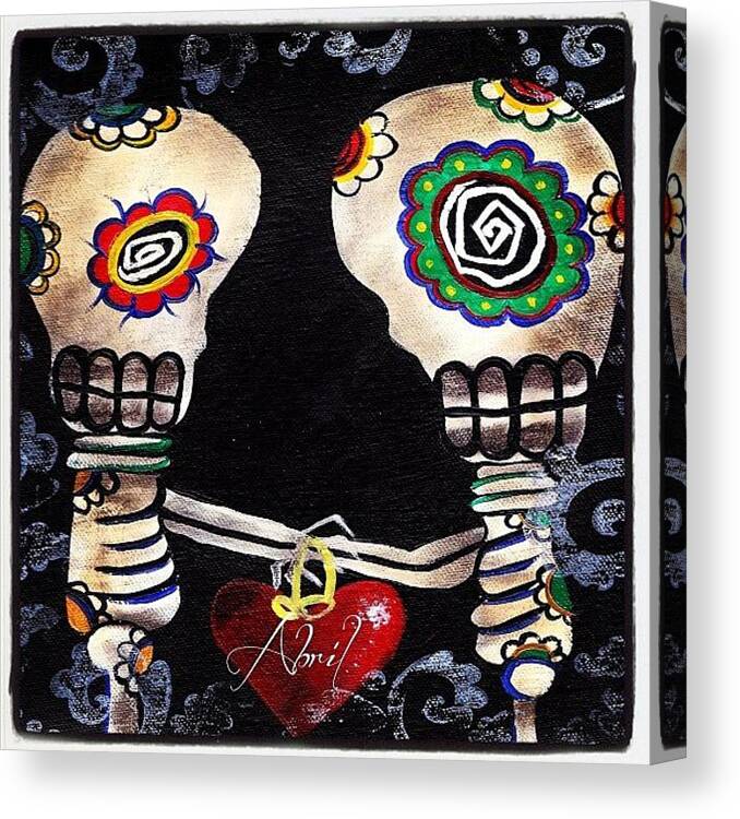 Instaaaaah Canvas Print featuring the photograph Happy Skeletons  by Abril Andrade