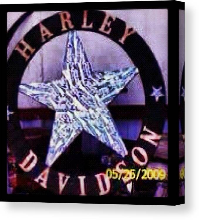  Canvas Print featuring the photograph Harley Davidson Made From Wood & Bud by Tommy & Cindy Moore