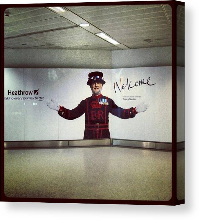 Airport Canvas Print featuring the photograph #heathrow #airport #london #welcome by Abdelrahman Alawwad
