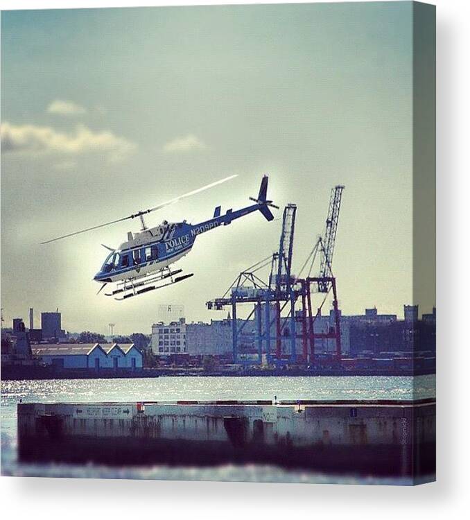 Nc Canvas Print featuring the photograph #helicopter #newyork #nc #river #hudson by Alexandre Stopnicki