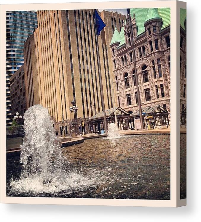 Minneapolis Canvas Print featuring the photograph Hennepin County Governement Center Fountain by Amy Duncan Lingo