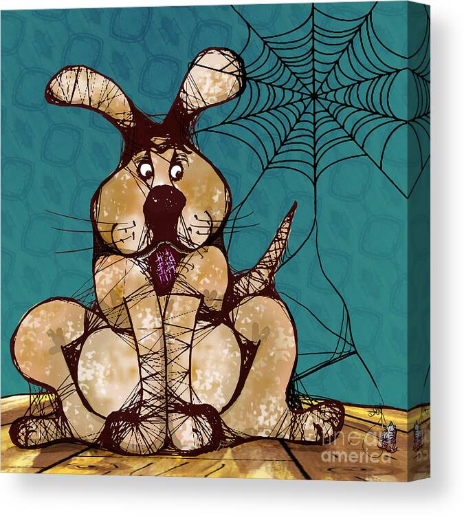 Dog Canvas Print featuring the digital art Her Woven Web by Laura Brightwood