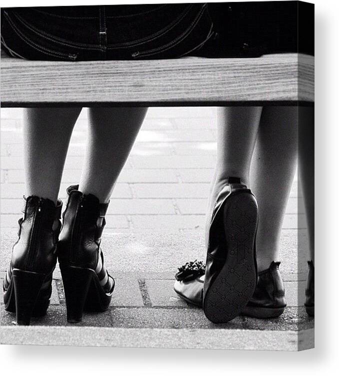 0 Canvas Print featuring the photograph High Heel #instagood #black #white #0 by Kee Yen Yeo