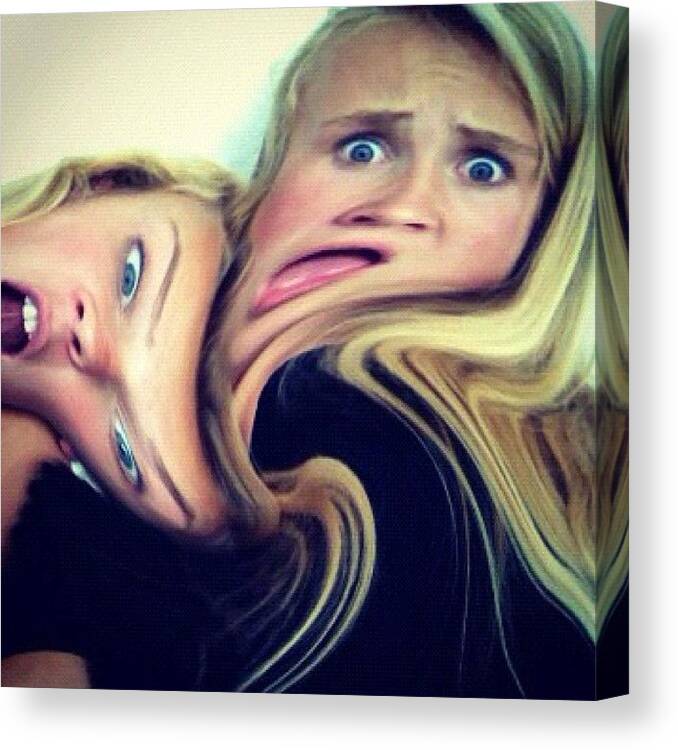 We Canvas Print featuring the photograph #hihi #we #are #hot 😂 #twin by Iris Gronbak