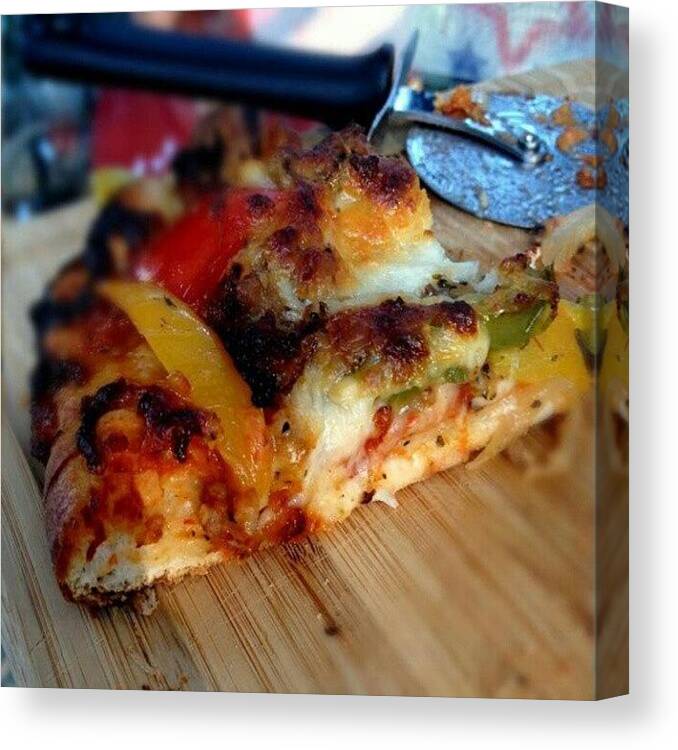 Homemade Canvas Print featuring the photograph #homemade Pizza #pizza On The Grill by Kevin Hart