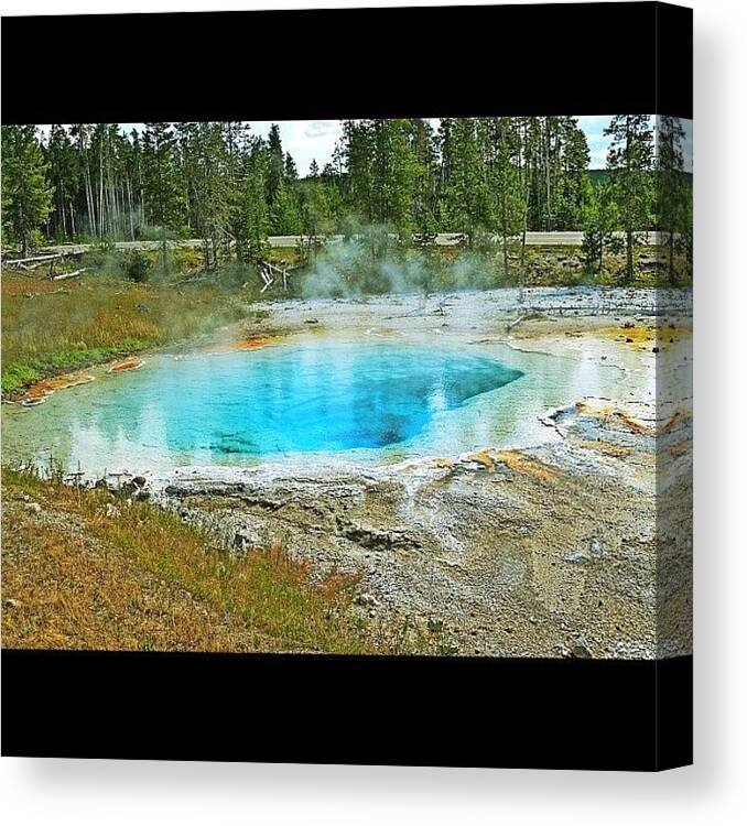 Water Canvas Print featuring the photograph #hot #water #spring #yellowstone #clear by Marty Gleeson