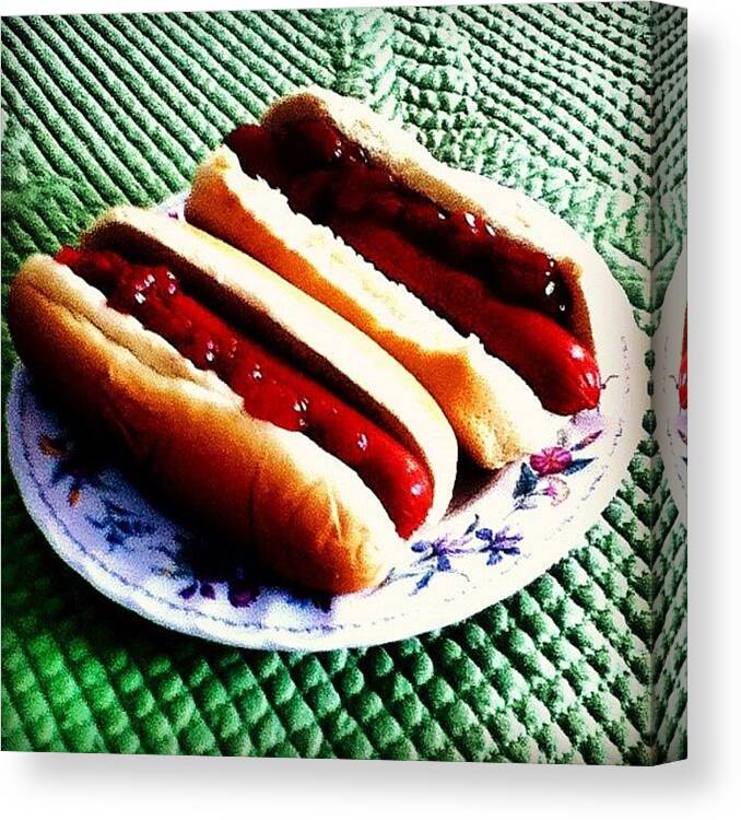 Food Canvas Print featuring the photograph Hotdogs by Paul Trinh
