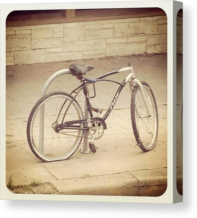 Bike Canvas Print featuring the photograph I Can Ride My Bike With No Handle Bars by Macy Jane