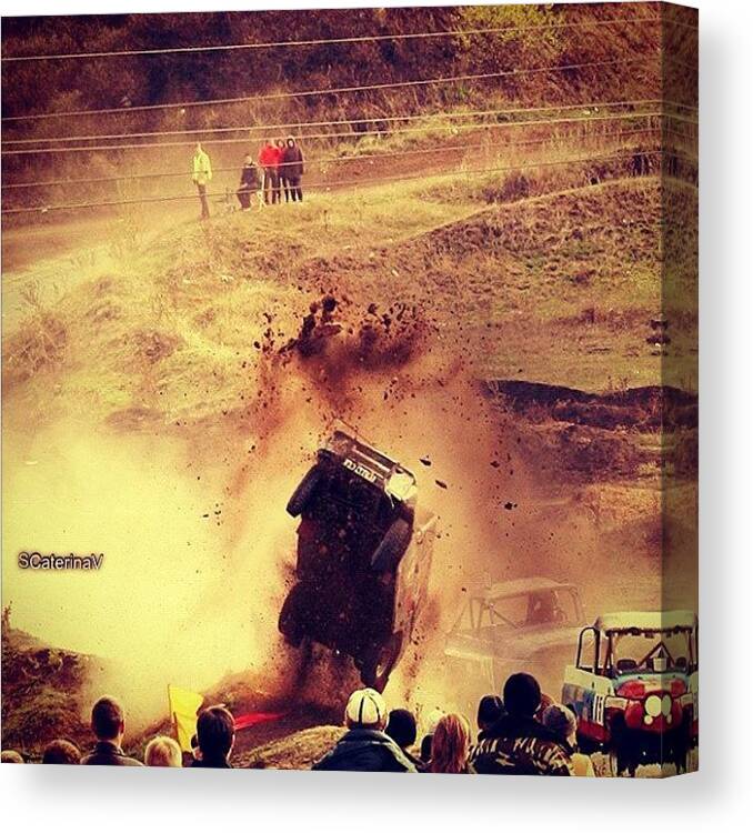 7likes Canvas Print featuring the photograph #instafunny #car #crash #sand #people by Ekaterina Fast