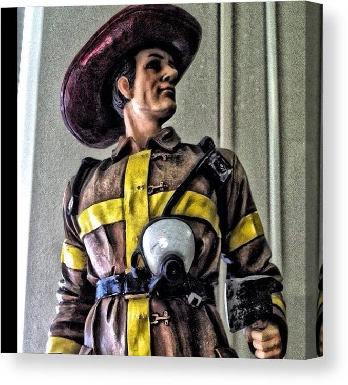 Hose Canvas Print featuring the photograph #iphoneography #iphone4 #firefighter by James Crawshaw