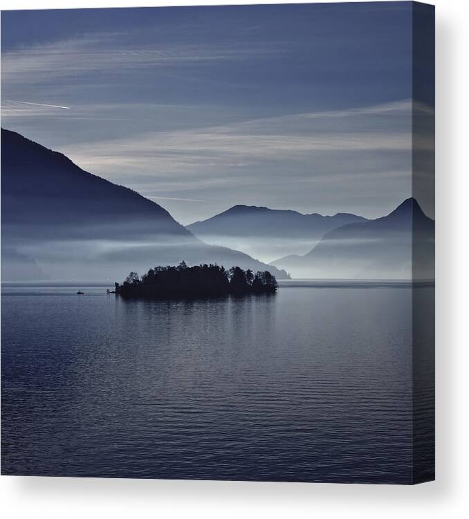 Island Canvas Print featuring the photograph Island In Morning Mist by Joana Kruse