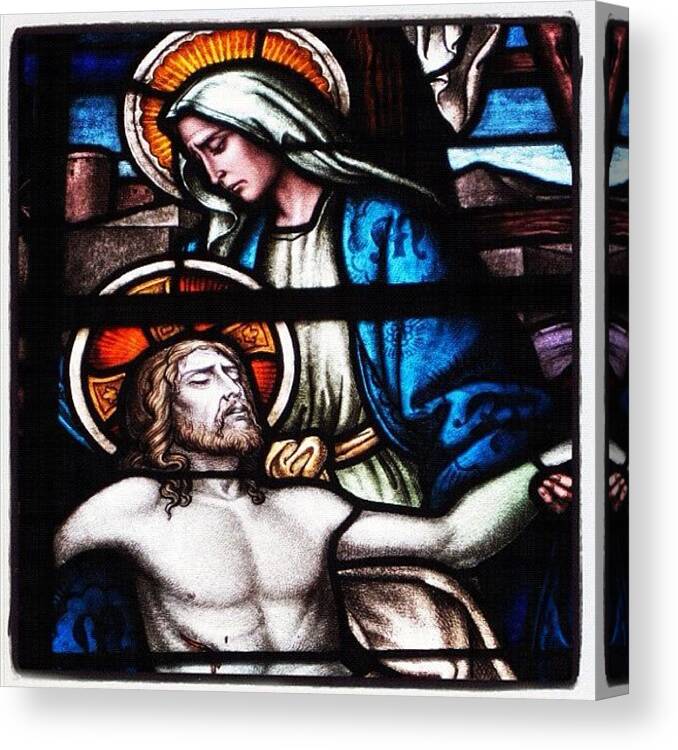 Mary Canvas Print featuring the photograph Jesus And Mary Stained Glass by Ben Vess