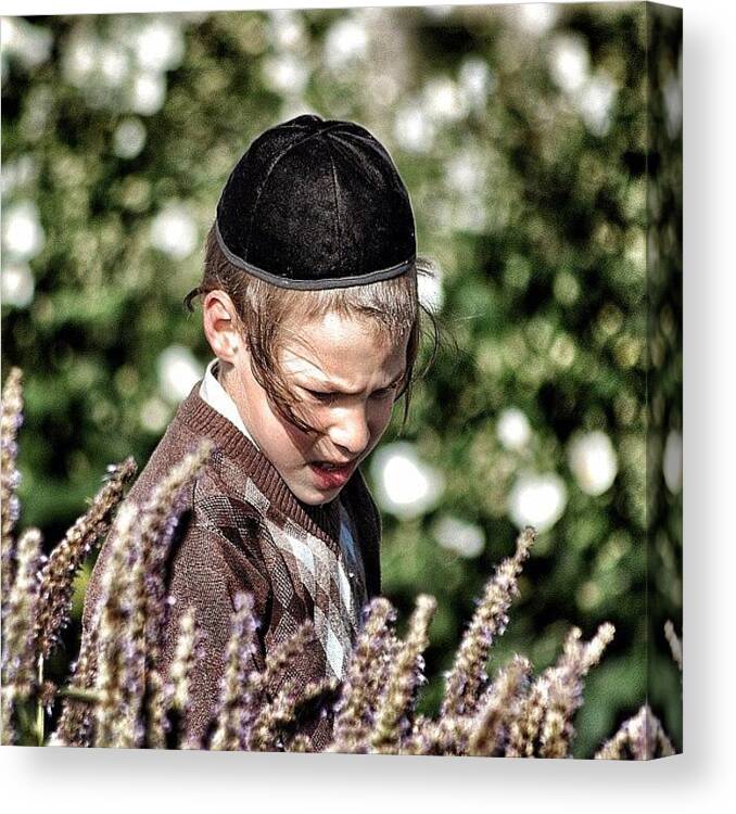 Cute Canvas Print featuring the photograph Jewish Boy - New York by Joel Lopez