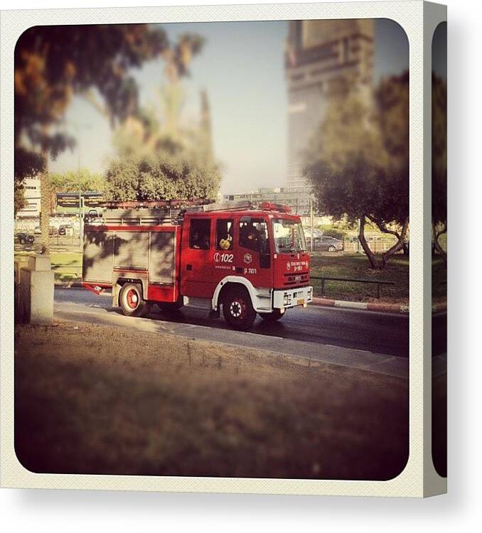 Ig_israel Canvas Print featuring the photograph Just Heroes #ramatgan #fire #work #red by Evgeny Ko