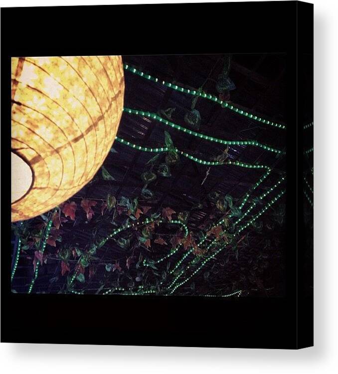 Neonlights Canvas Print featuring the photograph #kailash #cafe #mcleodganj #lights by Sahil Gupta