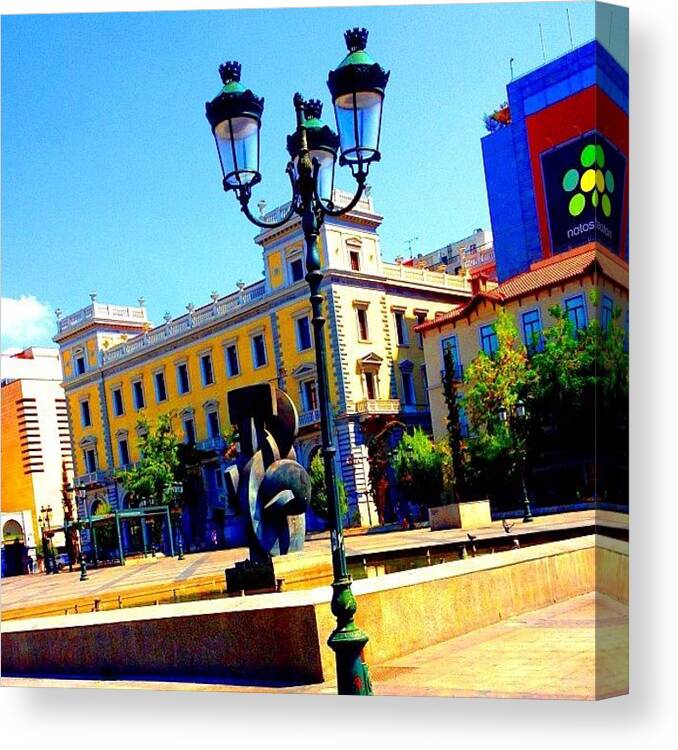 Greece2012 Canvas Print featuring the photograph Lamppost #lamppost #greek #athens by Dimitre Mihaylov