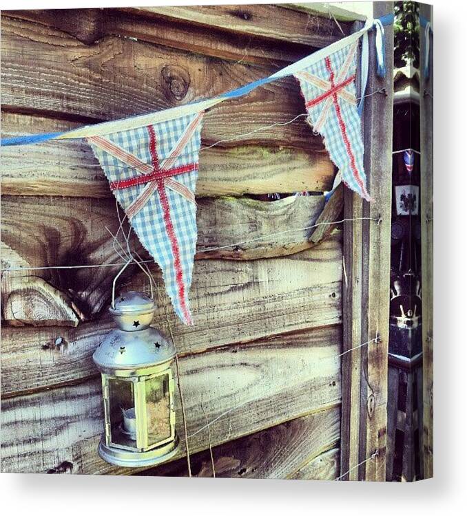 Bunting Canvas Print featuring the photograph Lantern with bunting by Natasha Futcher