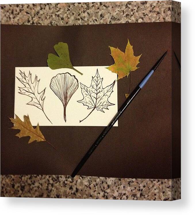 Aedm2012 Canvas Print featuring the photograph #leaves #art #aedm2012 I Love To Sketch by Lori Moon