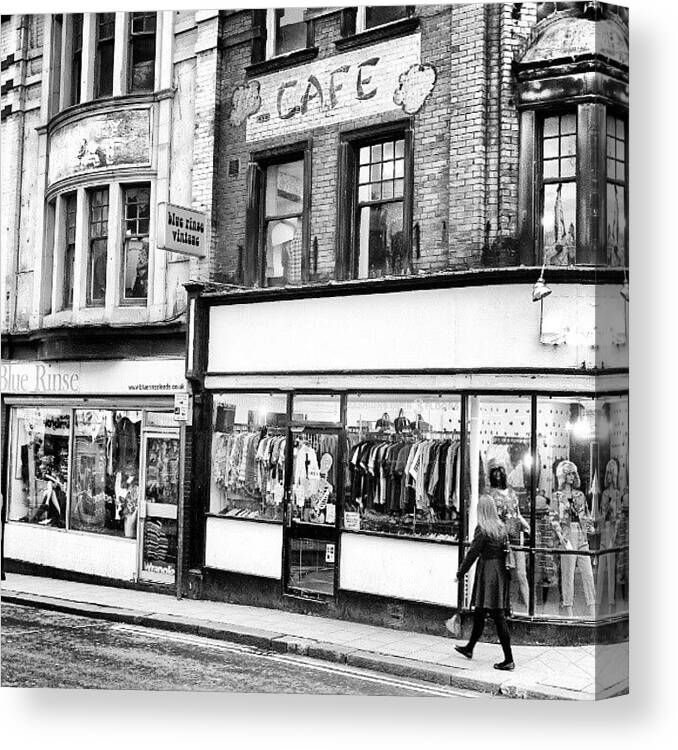 City Canvas Print featuring the photograph #leeds #shops #cafe #city #architecture by Tim Brown